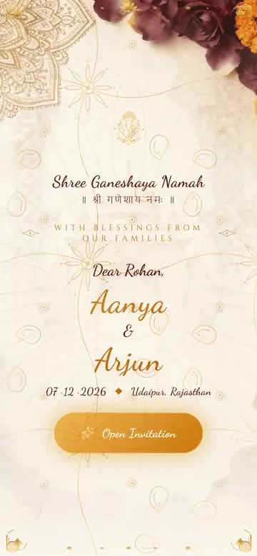 Sacred Bliss invitation, opening screen