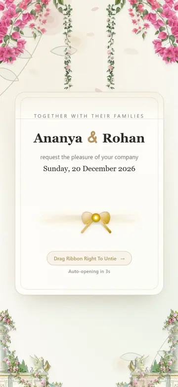Floral Knot invitation, opening screen